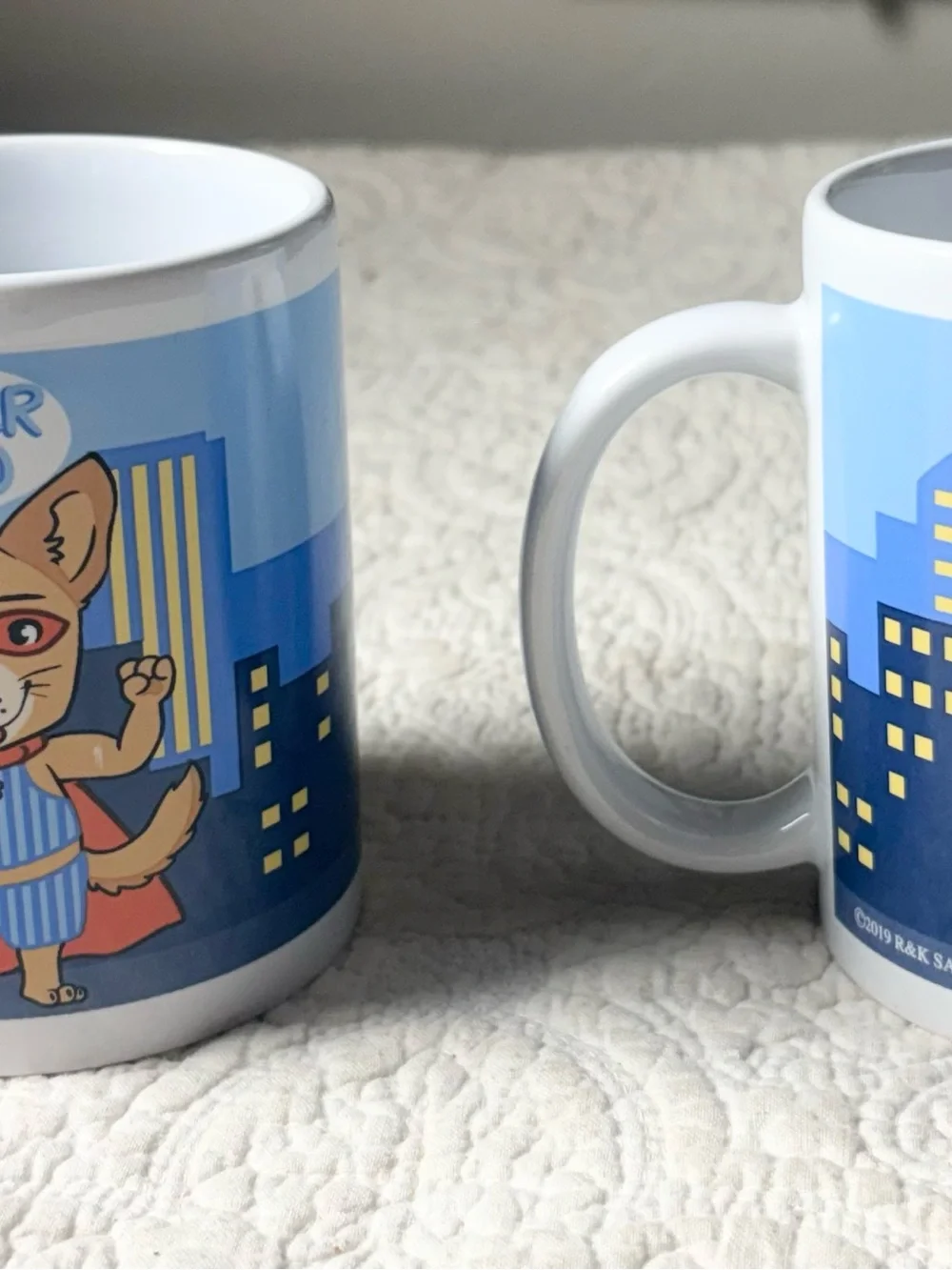 Super mom and super dad set of coffee mugs